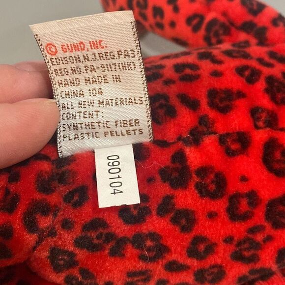 GUND Bear Red Black Wild Thing Animal Print Plush Stuffed Animal Heart and Bow - Picture 8 of 8